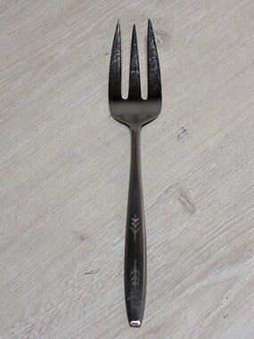 Vintage Ekco Eterna Leaf Sprig Atomic Cold Meat Serving Fork Japan MCM 60s